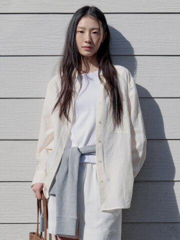 Soft Sheer Stripe Shirt_IVORY
