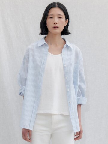 Soft Sheer Stripe Shirt_SKY BLUE