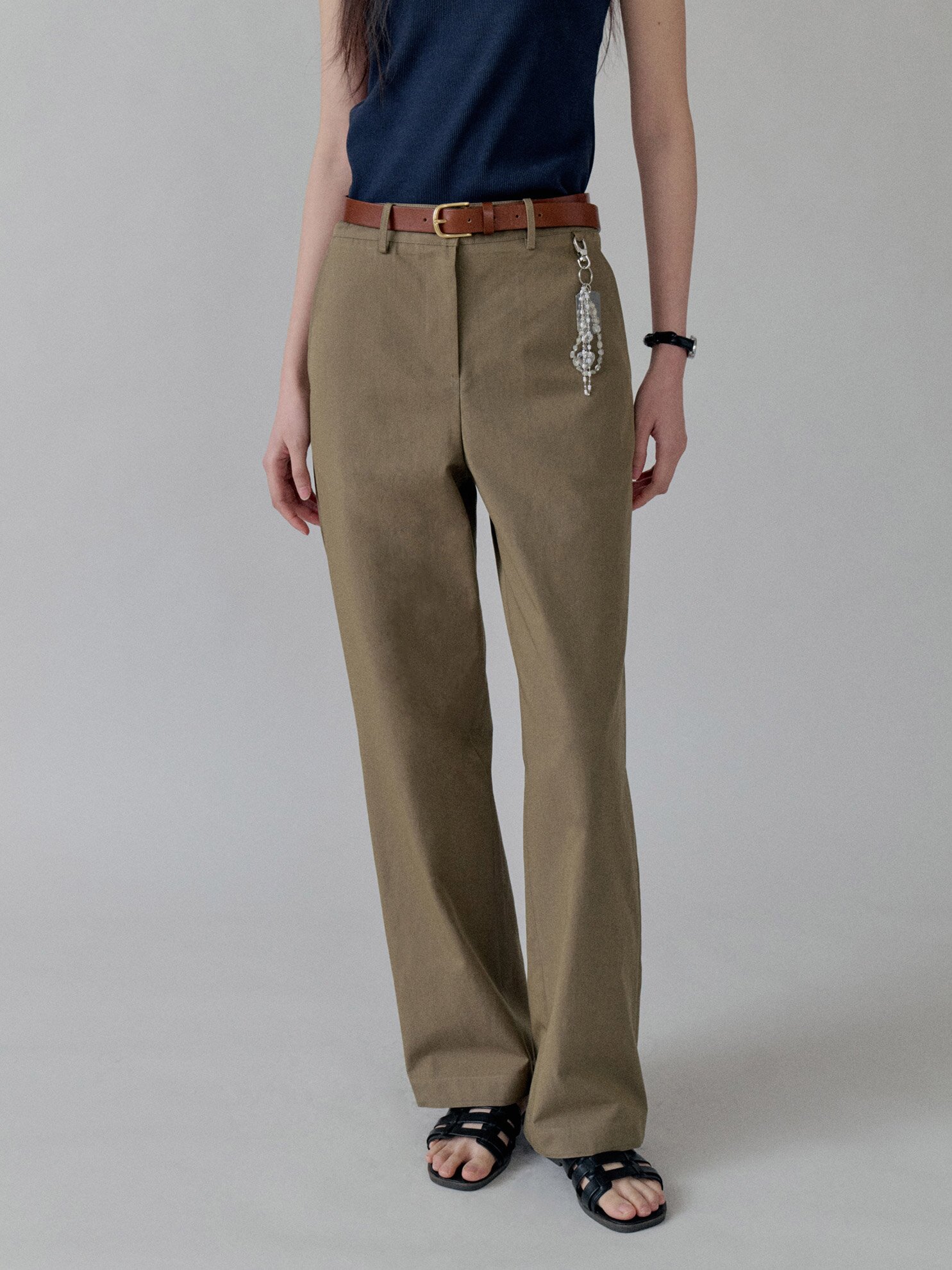 Cotton Straight Pocket Pants_KHAKI