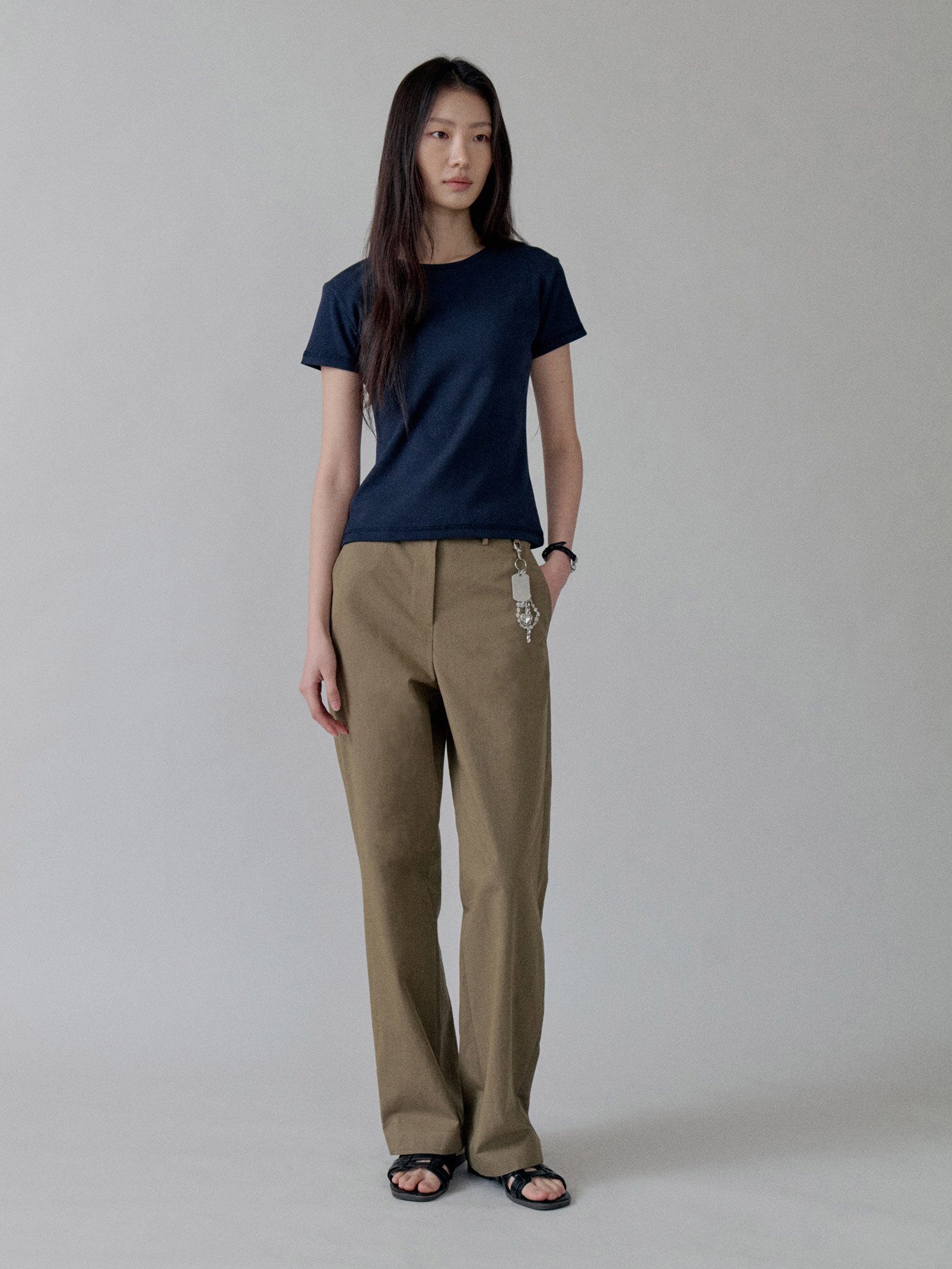 Cotton Straight Pocket Pants_KHAKI