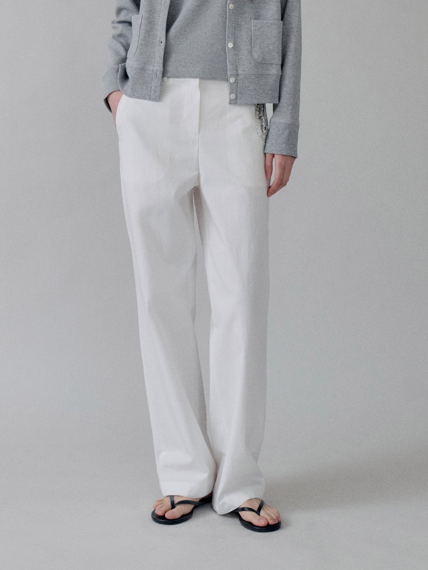 Cotton Straight Pocket Pants_WHITE