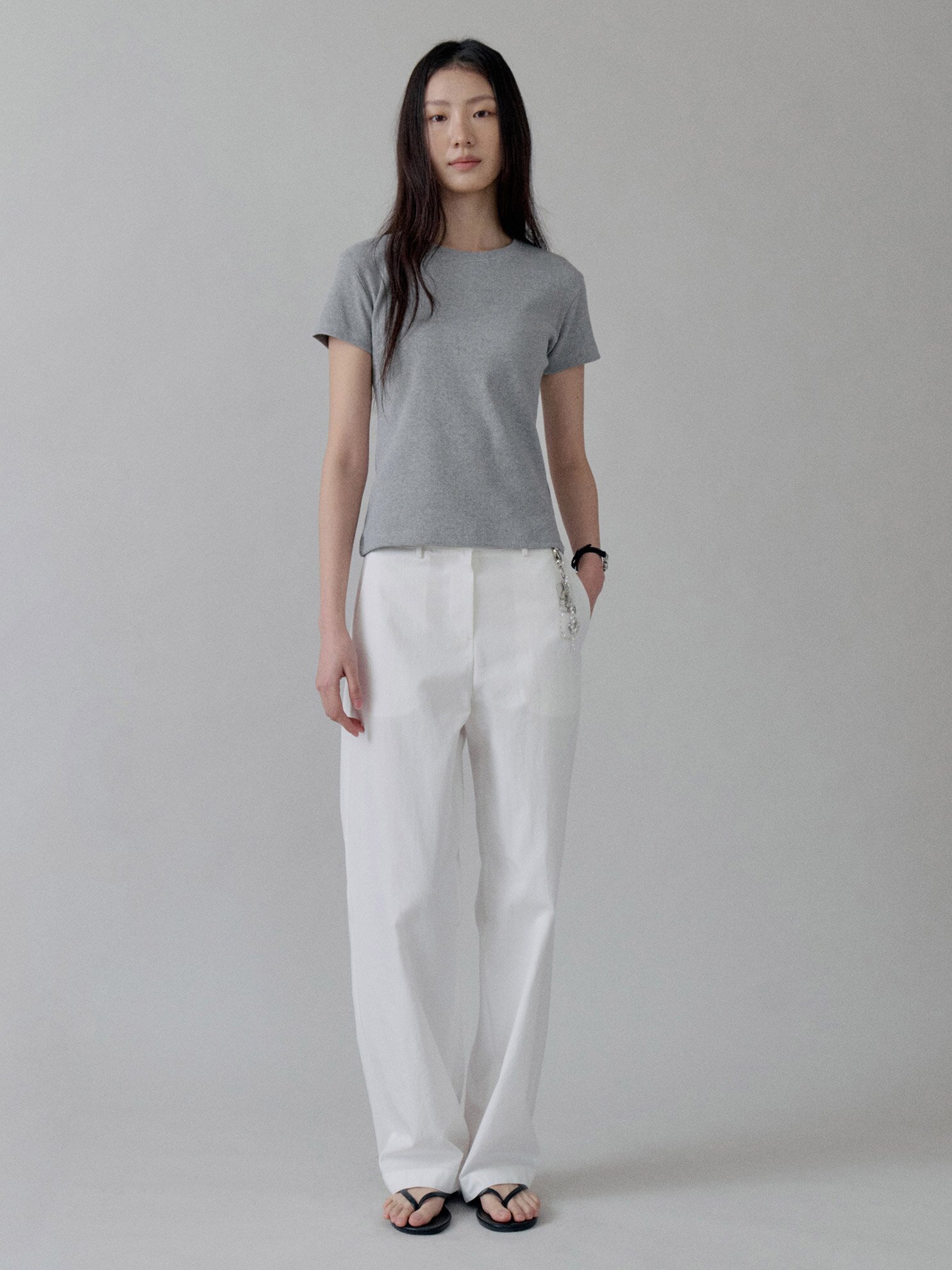 Cotton Straight Pocket Pants_WHITE