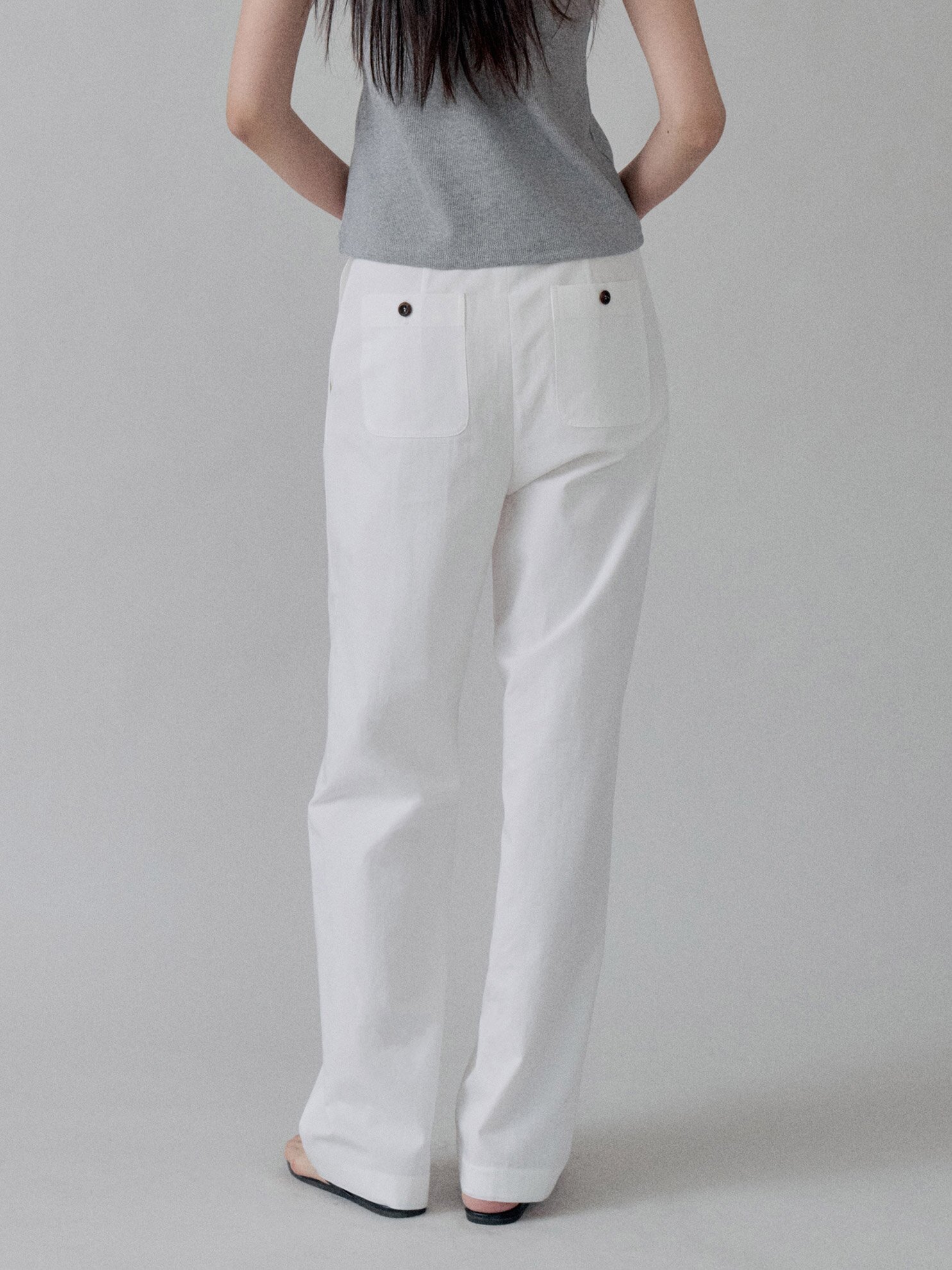 Cotton Straight Pocket Pants_WHITE