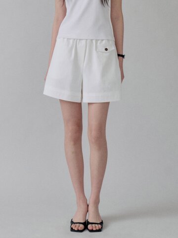 Soft Cotton Pocket Banding Shorts_WHITE
