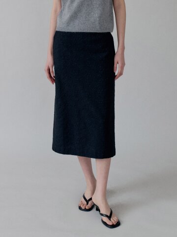 Floral Straight Skirt_BLACK