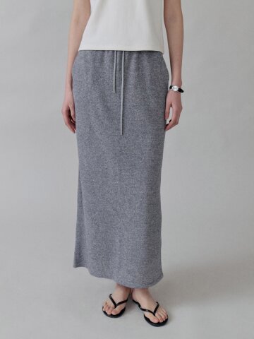 Pile Jersey Maxi Straight Skirt_MELANGE
