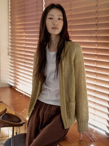 [6/17 예약배송] Net Cotton Cardigan_OLIVE