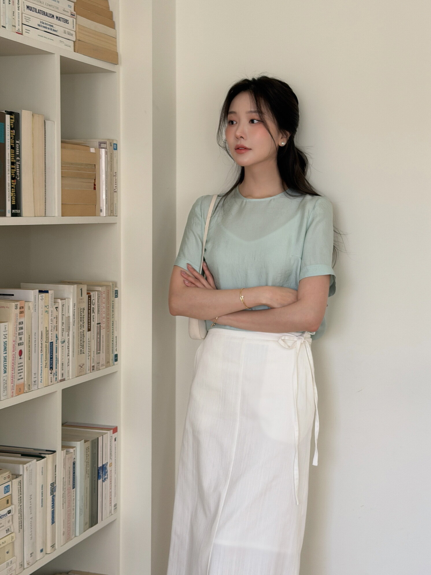 CRACK HALF SLEEVES BLOUSE_MINT
