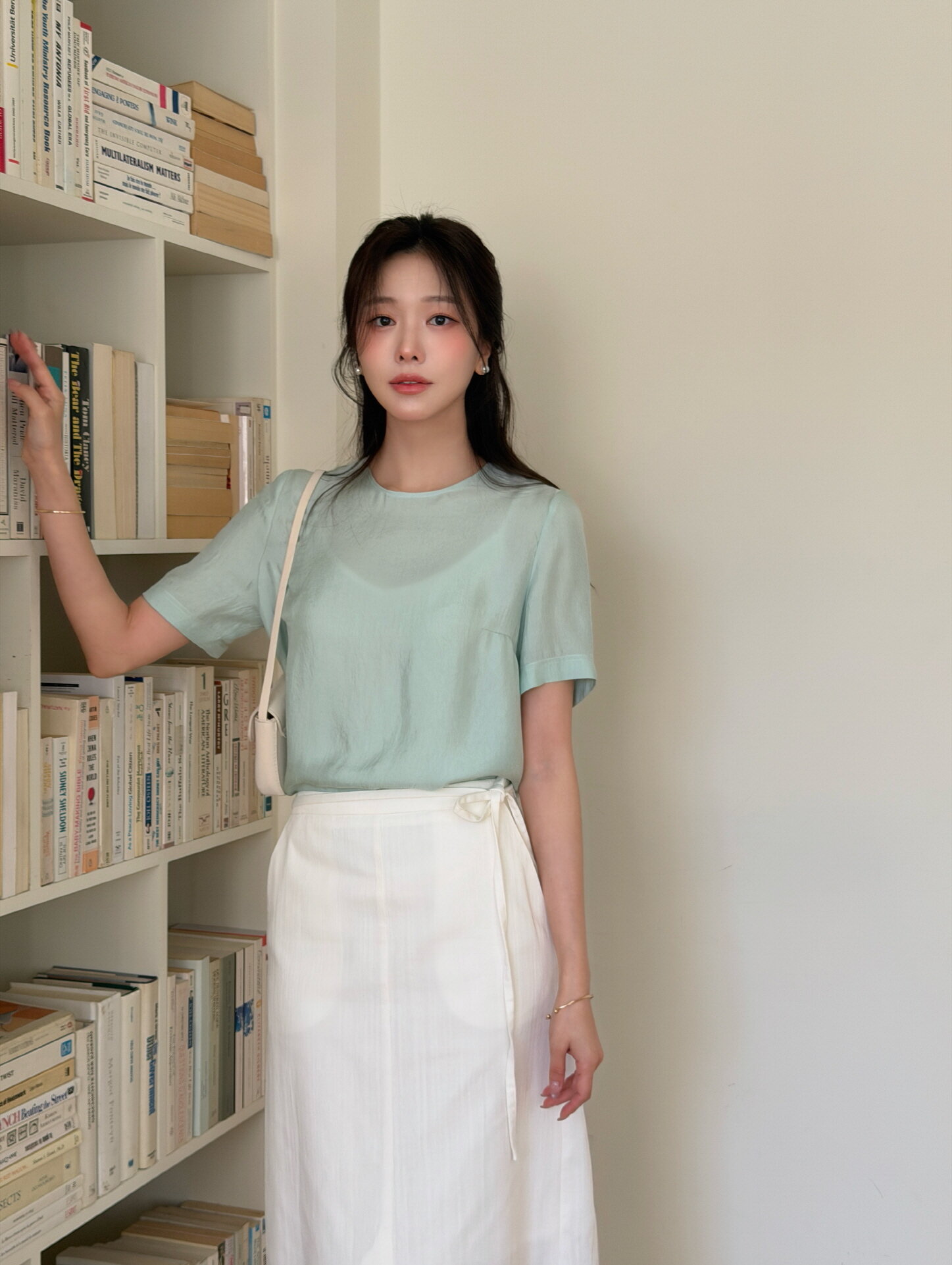 CRACK HALF SLEEVES BLOUSE_MINT