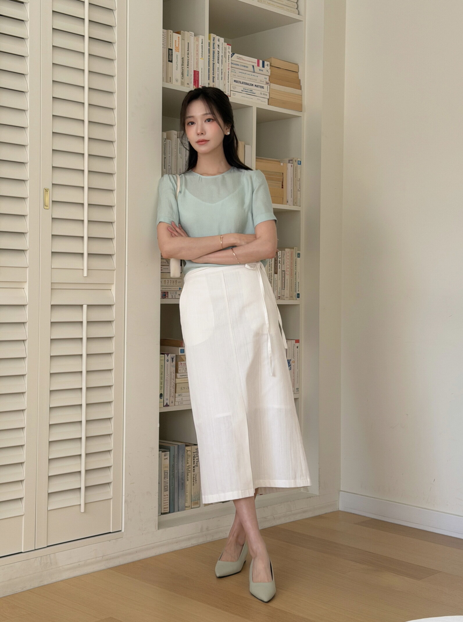 CRACK HALF SLEEVES BLOUSE_MINT