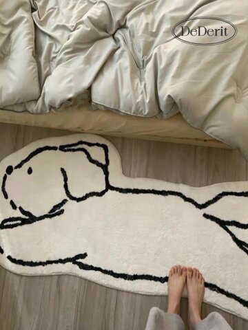 데데리트 귀여운 캐릭터 달리는 강아지 대형 침실 사계절 물세탁 워셔블 러그 발매트 주방 매트