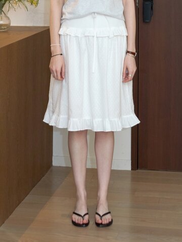 블럭 도트 셔링스커트_WHITE