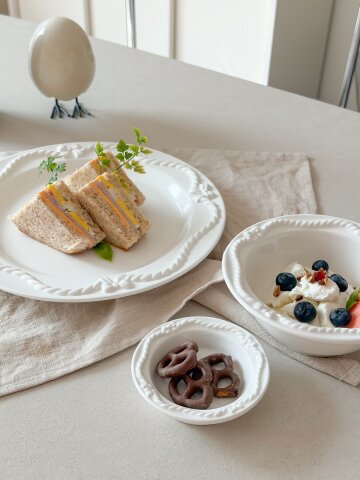 메종 리본 홈카페 도자기 접시 플레이트 3종