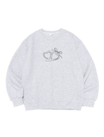 하트 팬던트 그래픽 맨투맨 (라이트그레이)