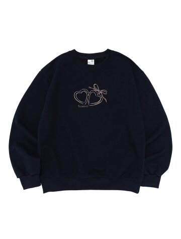 하트 팬던트 그래픽 맨투맨 (네이비)