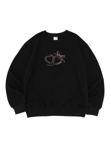 하트 팬던트 그래픽 맨투맨 (블랙)