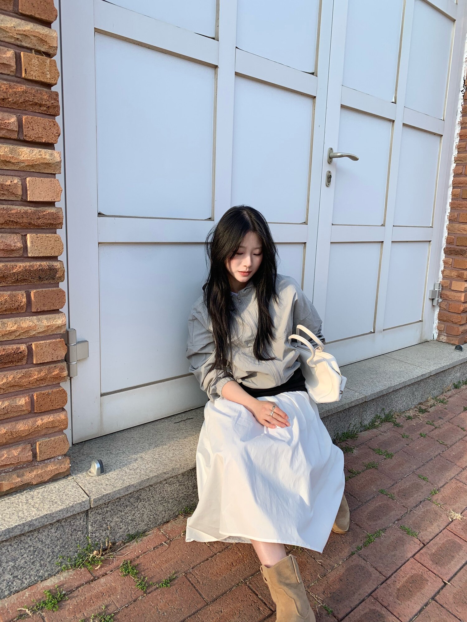 크링클 후드넥 집업 점퍼 (GREY)
