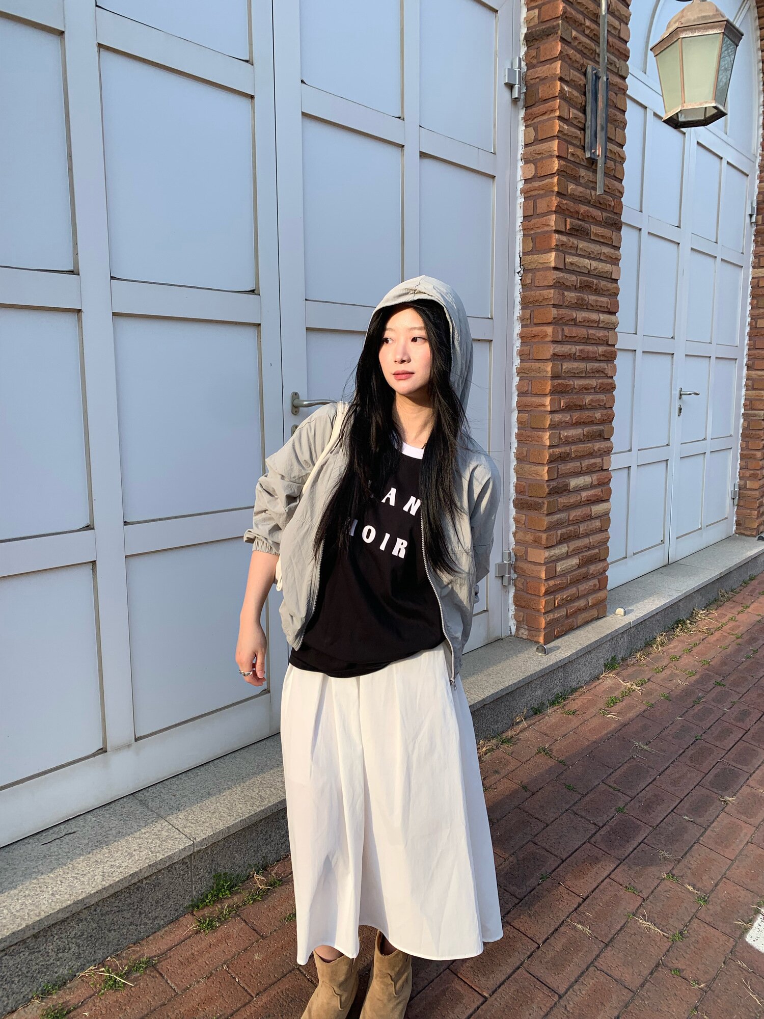 크링클 후드넥 집업 점퍼 (GREY)