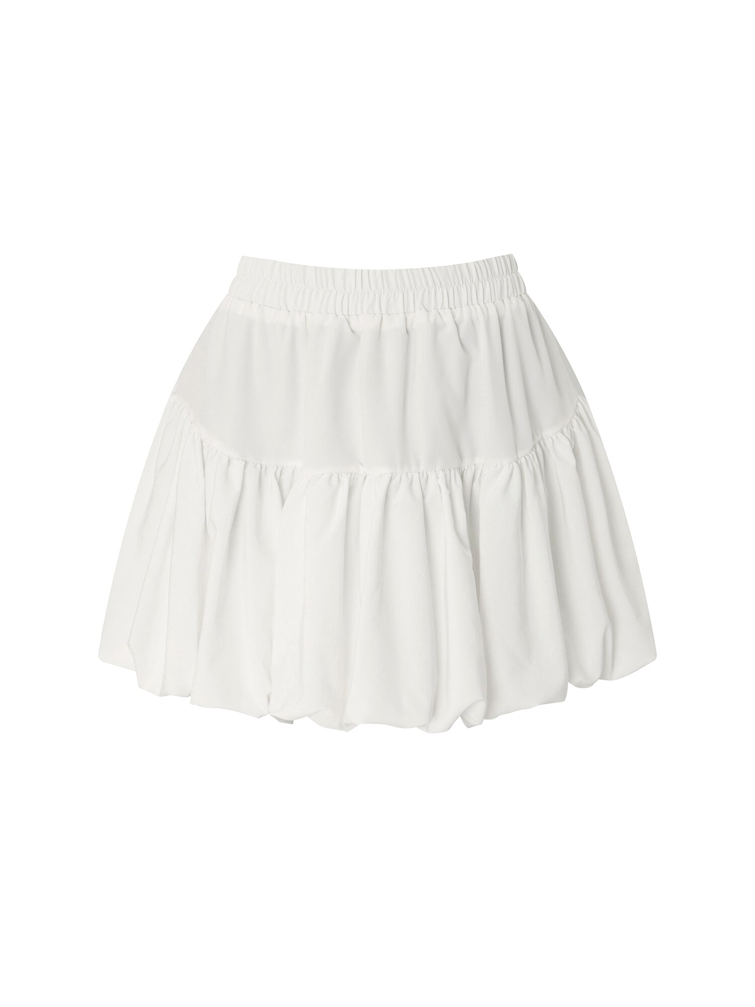 밴딩 볼륨 미니 스커트 (WHITE)