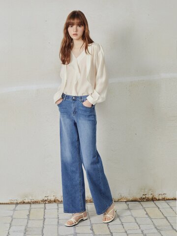 스판 밴딩 와이드핏 데님팬츠 