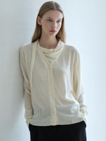 Tie Two-way Cardigan_Oatmeal