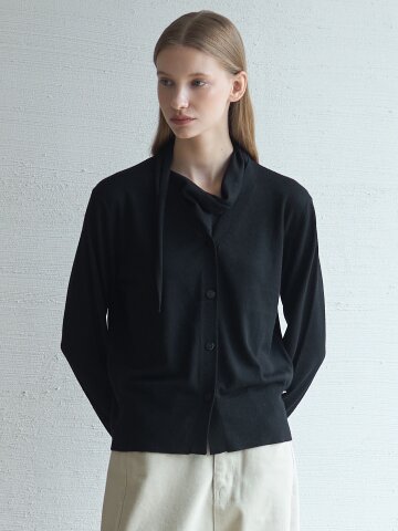 Tie Two-way Cardigan_Black