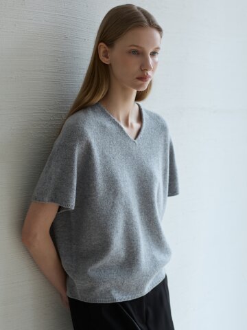 Wholegarment Wool Short Sleeve Knit_Gray