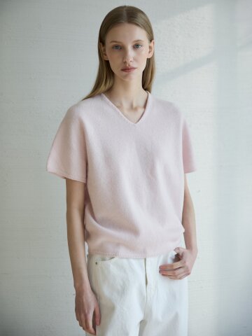 Wholegarment Wool Short Sleeve Knit_Pink