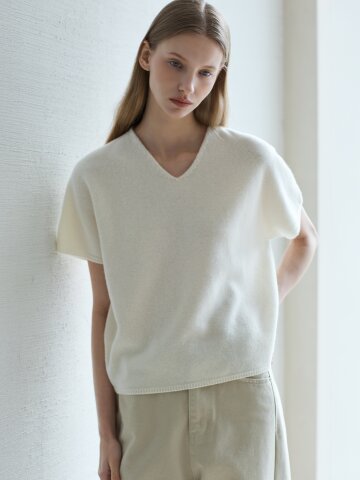 Wholegarment Wool Short Sleeve Knit_Ivory