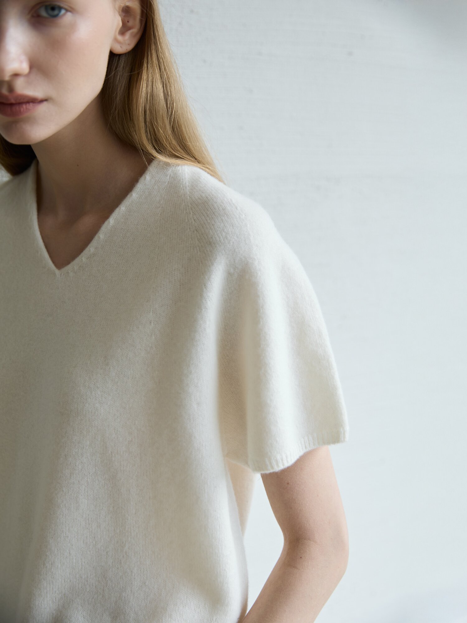 Wholegarment Wool Short Sleeve Knit_Ivory