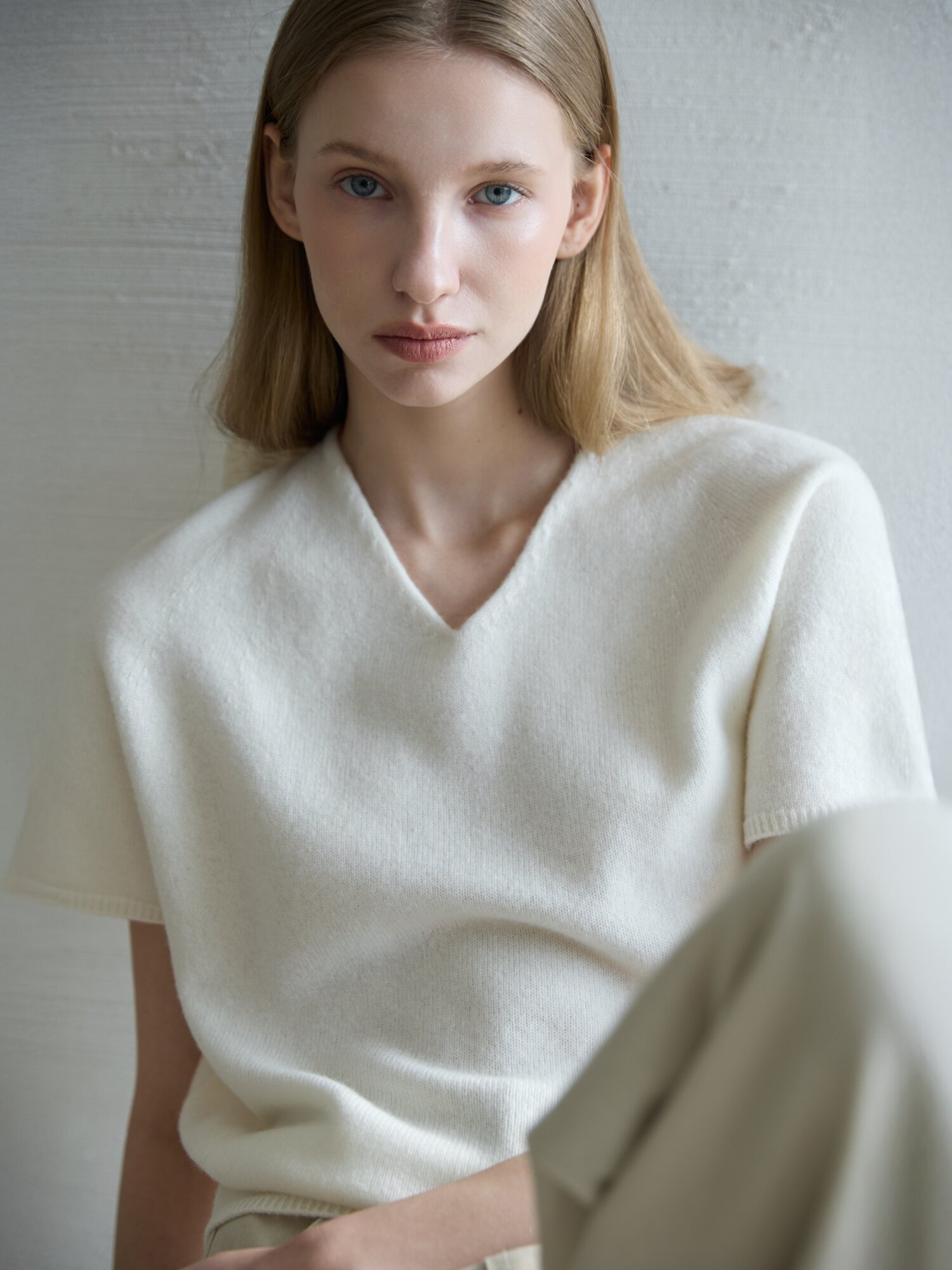 Wholegarment Wool Short Sleeve Knit_Ivory
