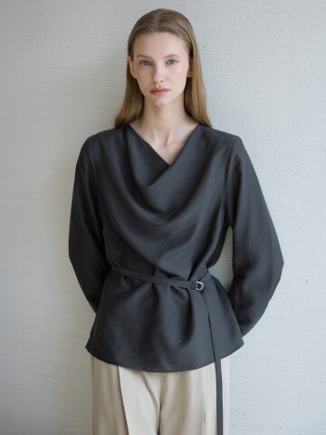 Cowl Neck Blouse_Dark Gray