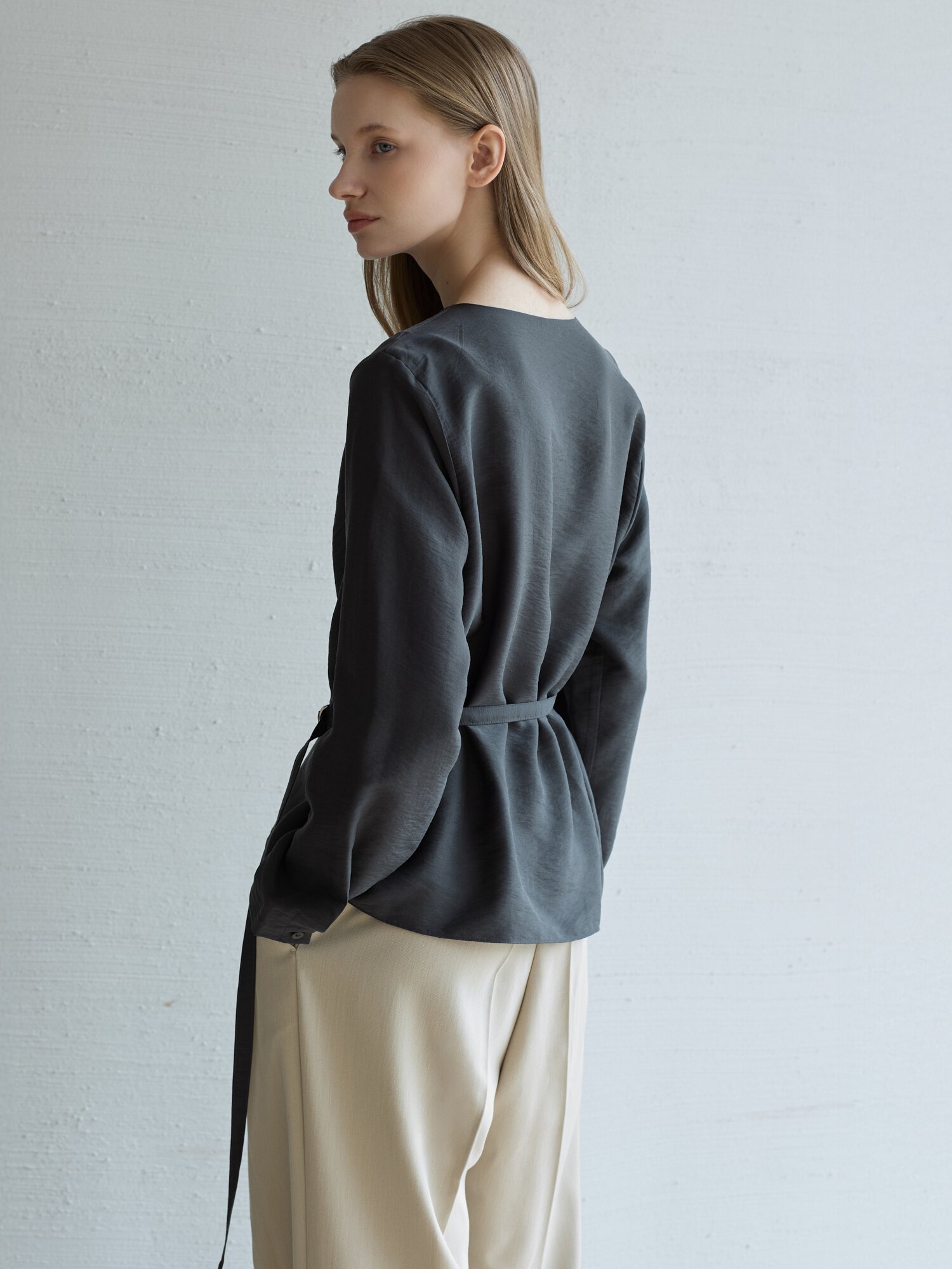 Cowl Neck Blouse_Dark Gray