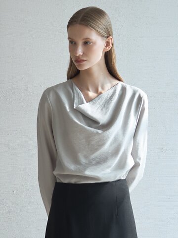 Cowl Neck Blouse_Cerulean Gray