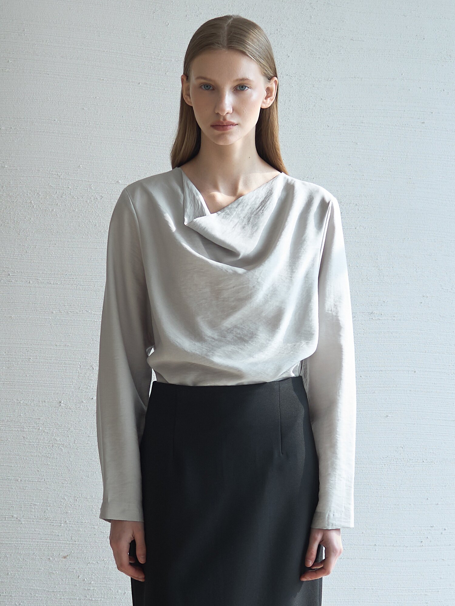 Cowl Neck Blouse_Cerulean Gray