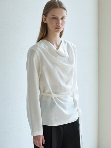 Cowl Neck Blouse_Ivory