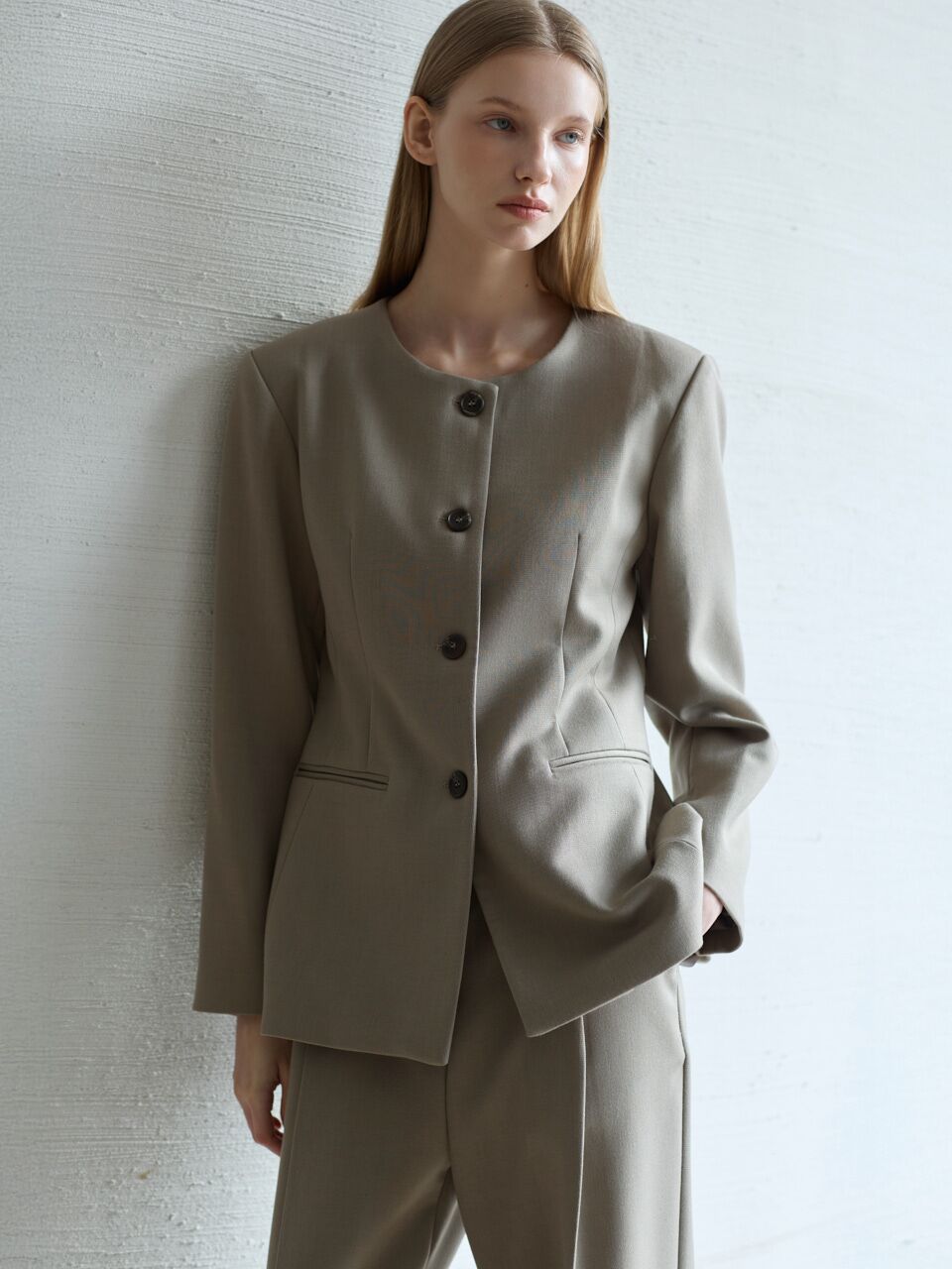 Formal Line Jacket_Khaki Beige