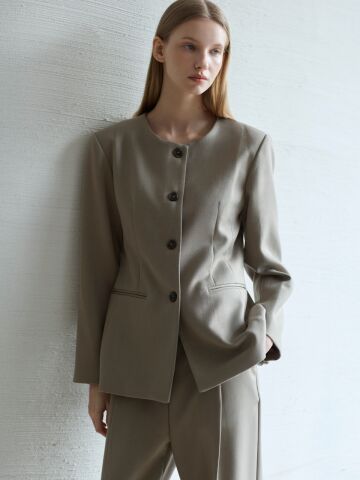 Formal Line Jacket_Khaki Beige