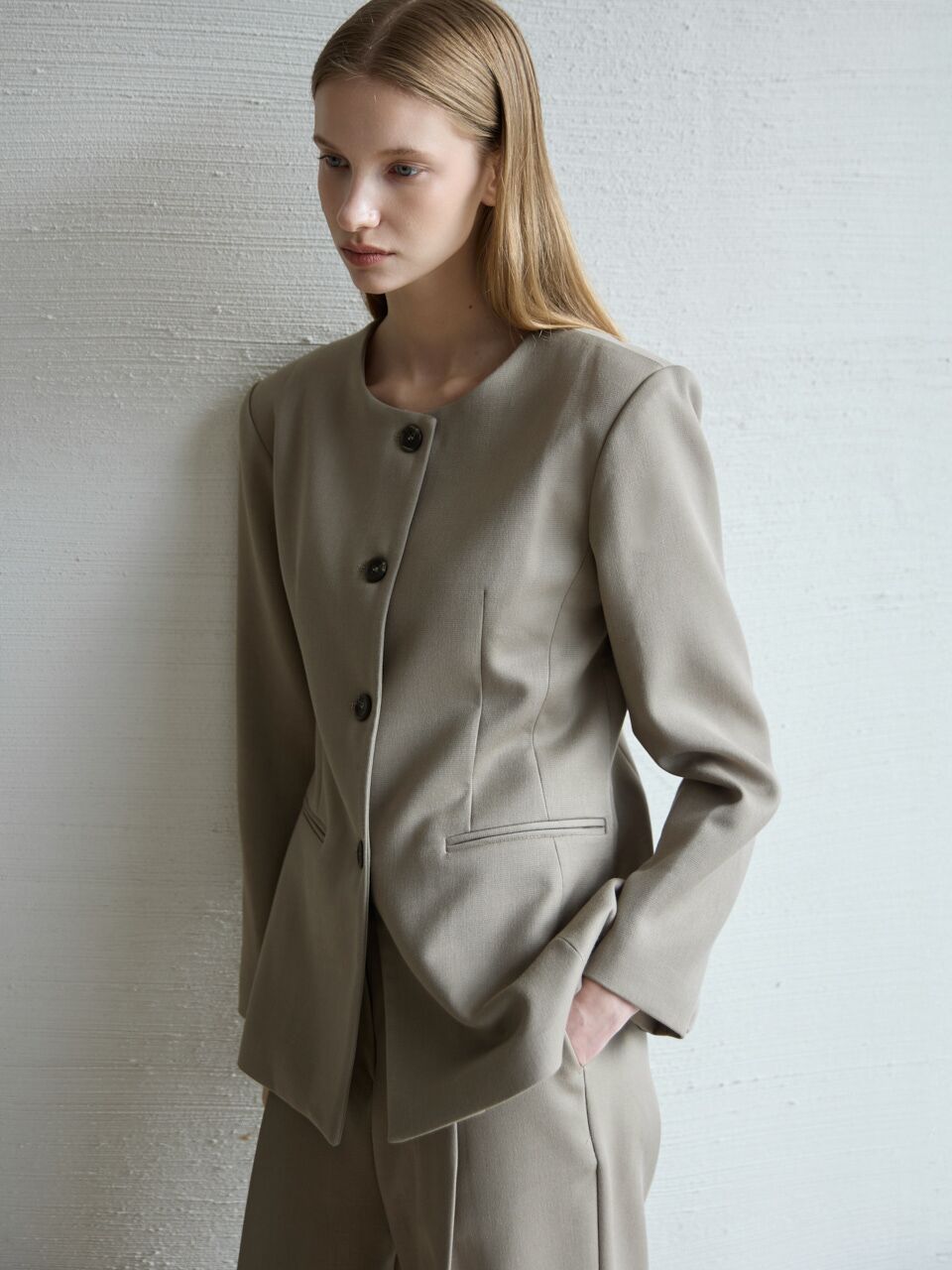 Formal Line Jacket_Khaki Beige