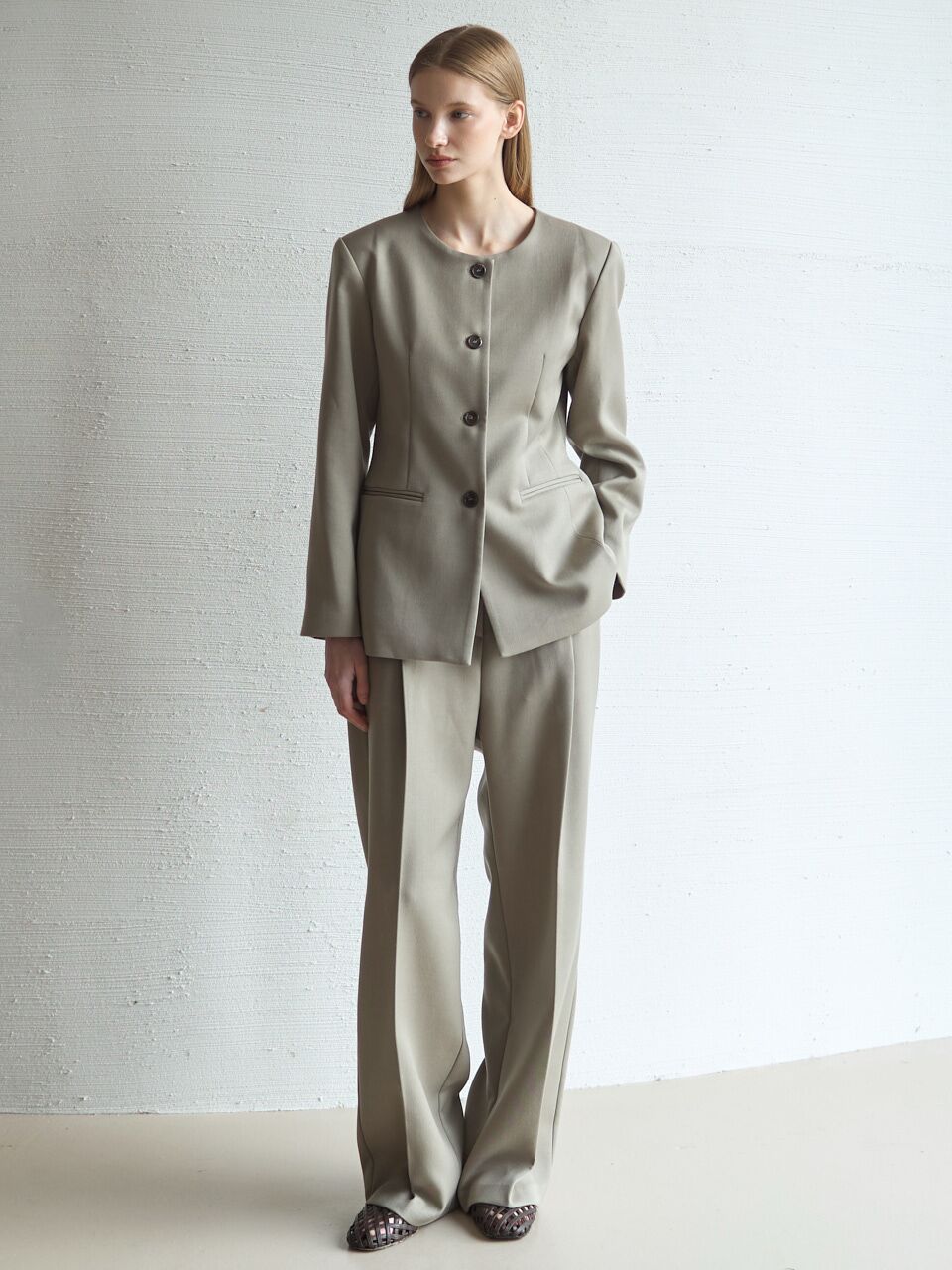 Formal Line Jacket_Khaki Beige