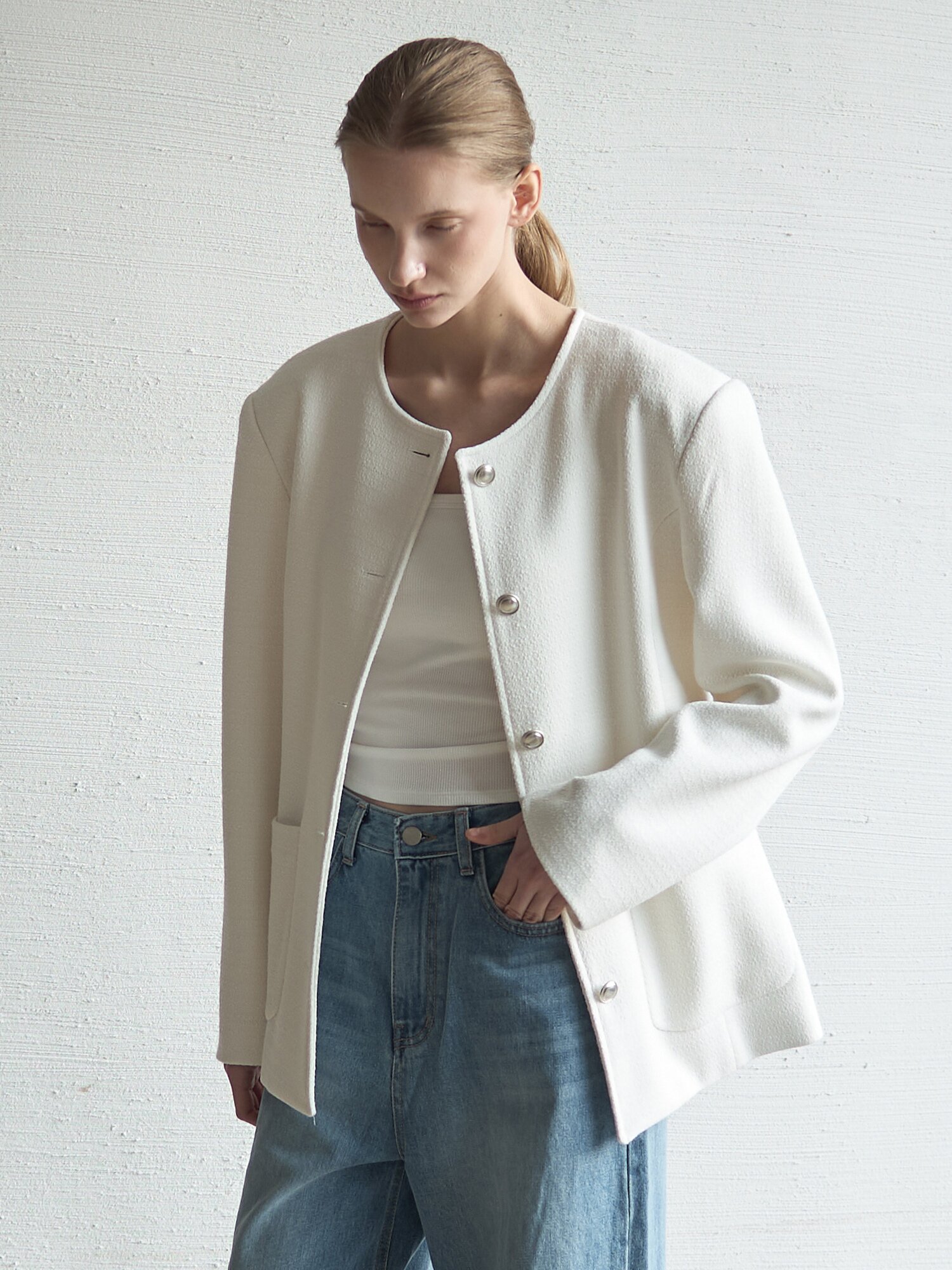 Mood Tweed Jacket_Ivory