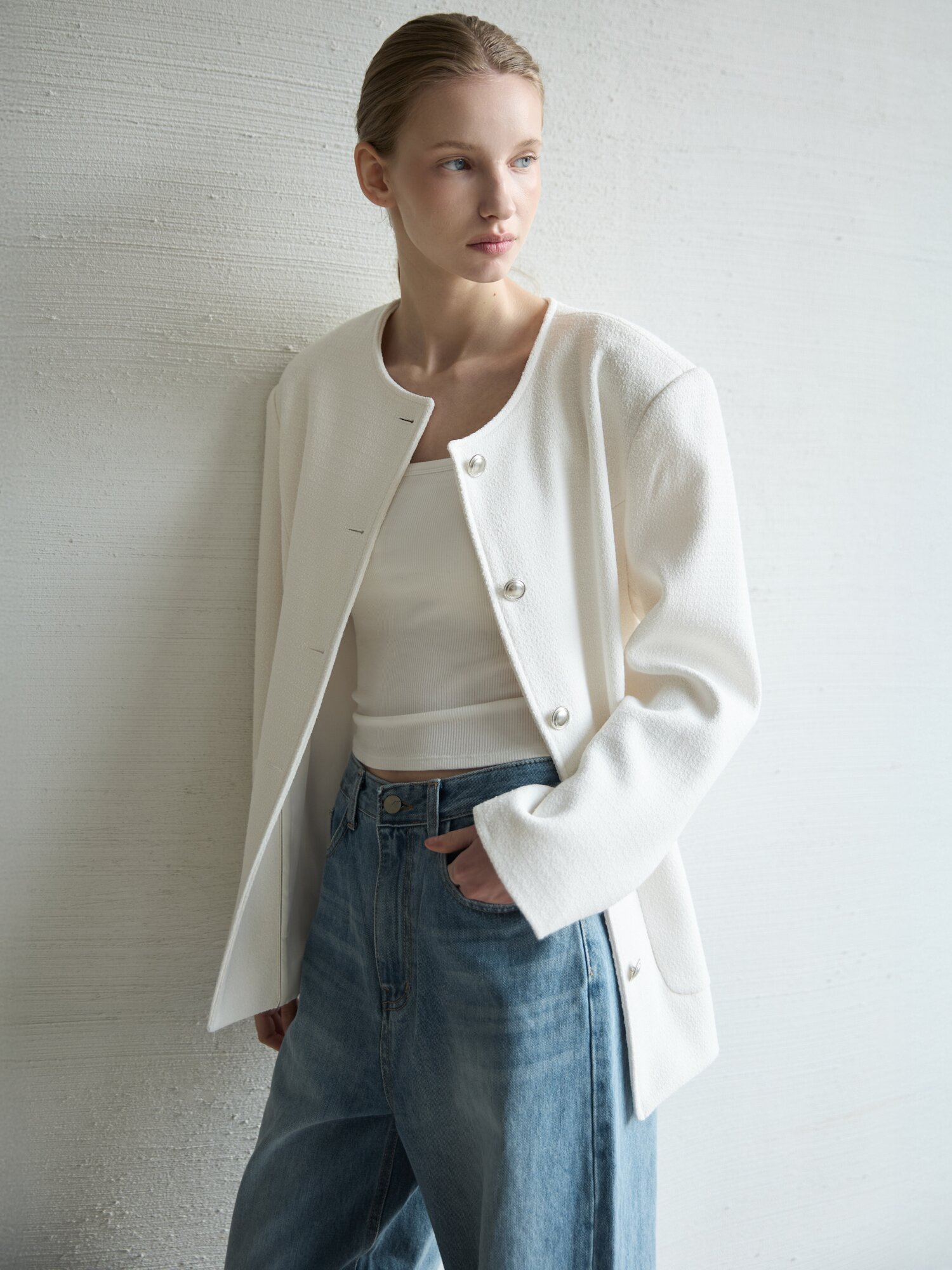 Mood Tweed Jacket_Ivory