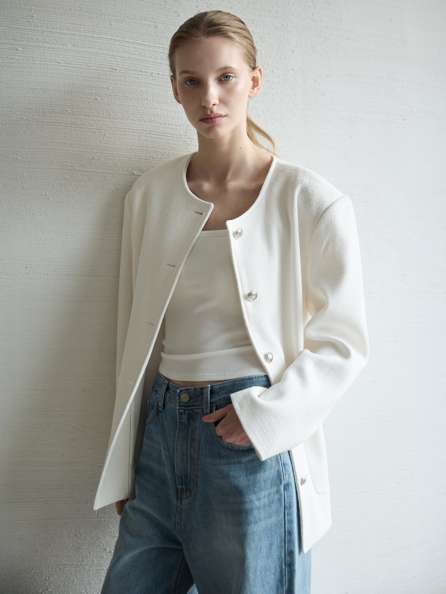 Mood Tweed Jacket_Ivory