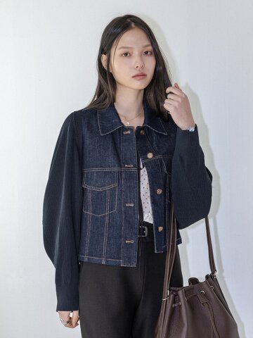 LS_Mixed denim jacket_DARK BLUE