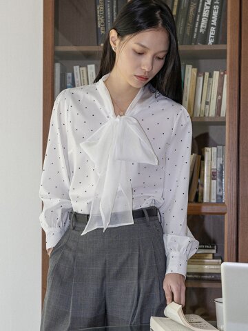 LS_Ribbon chiffon blouse_WHITE