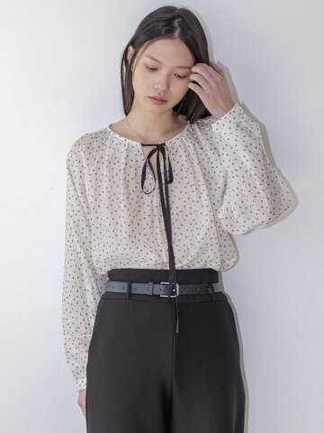 LS_Ribbon tie flower blouse_IVORY