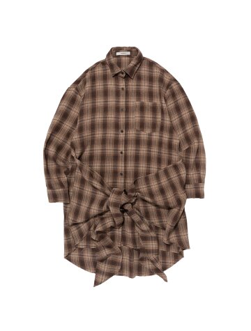 아메카지 레이어드 체크 랩 셔츠 (브라운)