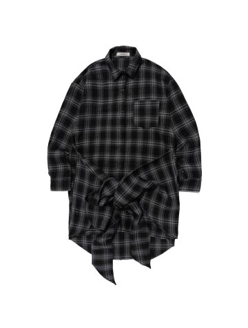 아메카지 레이어드 체크 랩 셔츠 (블랙)