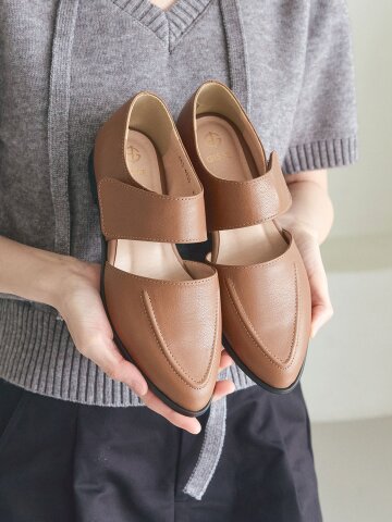 천연가죽 국내수제화 리아 소프트 벨크로 플랫 GIS-47230