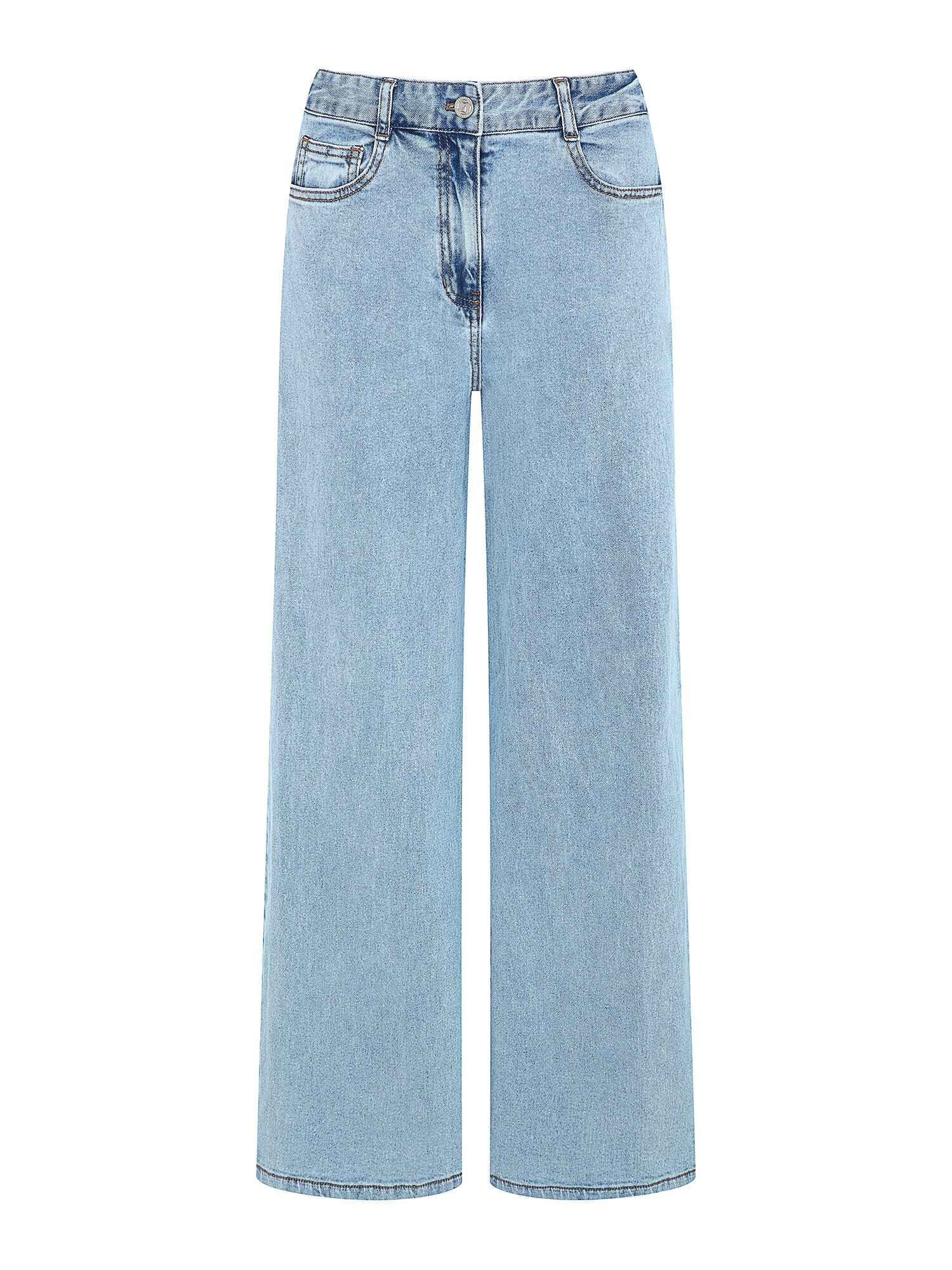 포켓 백 밴딩 와이드 데님 팬츠 (LIGHT BLUE)